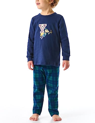 Schiesser Jungen Schlafanzug Set Pyjama warme Qualitäten Frottee-Fleece-Interlock-Größe 92 bis 140 Pyjamaset, dunkelblau_180017, 98 von Schiesser