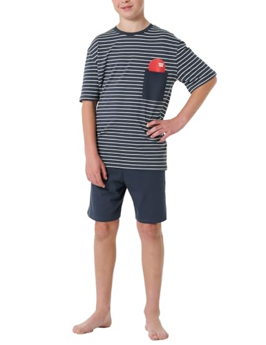 Schiesser Jungen Schlafanzug Kurz - 100% Organic Bio Baumwolle Größe 140 Bis 176 Pyjamaset, Aquarium_180994, 152 EU von Schiesser