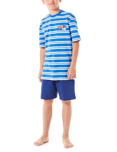 Schiesser Jungen Schlafanzug Set kurz-100% Organic Bio Baumwolle-Größe 140 Pyjamaset, blau_180997, 176 von Schiesser