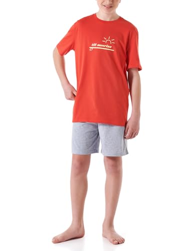 Schiesser Jungen Schlafanzug Set kurz-100% Organic Bio Baumwolle-Größe 140 Pyjamaset, rot_180995, 176 von Schiesser