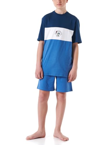 Schiesser Jungen Schlafanzug Set kurz-100% Organic Bio Baumwolle-Größe 140 bis 176 Pyjamaset, Jeansblau_180994, 164 von Schiesser