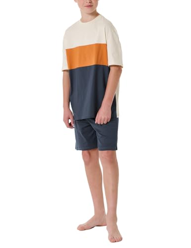 Schiesser Jungen Schlafanzug Set kurz - 100% Organic Bio Baumwolle - Größe 140 bis 176, Graphit_180994, 152 von Schiesser