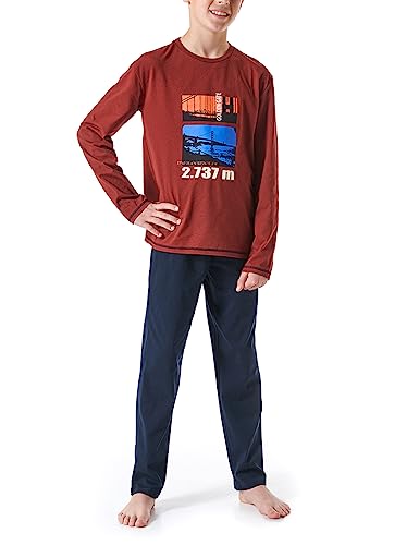 Schiesser Jungen Schlafanzug Set lang - 100% Organic Bio Baumwolle - Größe 140 bis 176, braun_179992, 152 von Schiesser
