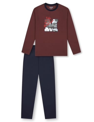 Schiesser Jungen Schlafanzug Lang - 100% Organic Bio Baumwolle Größe 140 Bis 176 Pyjamaset, Burgund_181992, 152 EU von Schiesser