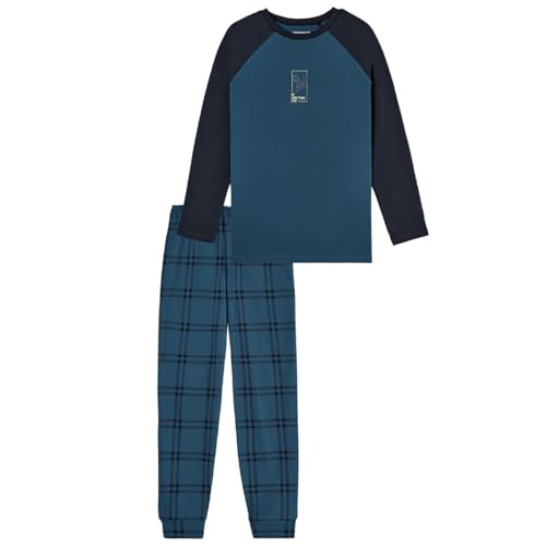 Schiesser Jungen Schlafanzug Warme Qualitäten Frottee - Fleece Interlock Größe 140 Bis 176 Pyjamaset, Mineral_182000, 140 EU von Schiesser