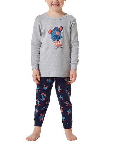 Schiesser Jungen Schlafanzug Warme Qualitäten Frottee - Fleece Interlock Größe 92 Bis 140 Pyjamaset, Grau-Mel._181865, 128 EU von Schiesser