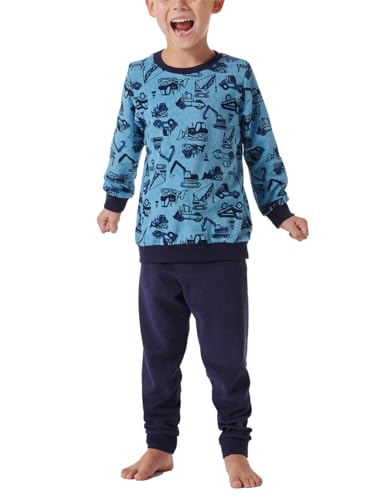 Schiesser Jungen Schlafanzug Warme Qualitäten Frottee - Fleece Interlock Größe 92 Bis 140 Pyjamaset, Hellblau_181861, 98 EU von Schiesser