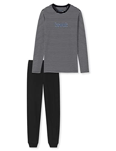 Schiesser Jungen Schlafanzug Set lang - 100% Organic Bio Baumwolle - Größe 140 bis 176, schwarz_173848, 140 von Schiesser