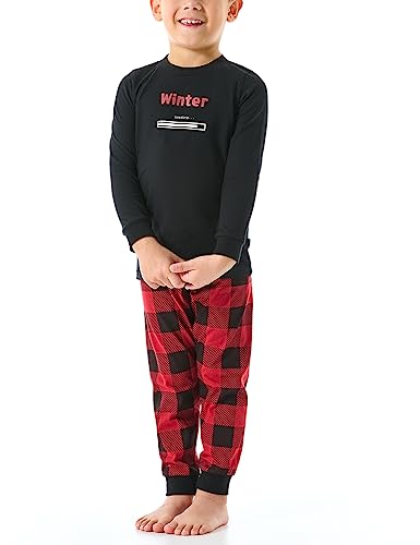 Schiesser Jungen Schlafanzug lang mit Bündchen Bio Baumwolle-Gr. 92 bis 140 Pyjamaset, schwarz, 98 von Schiesser
