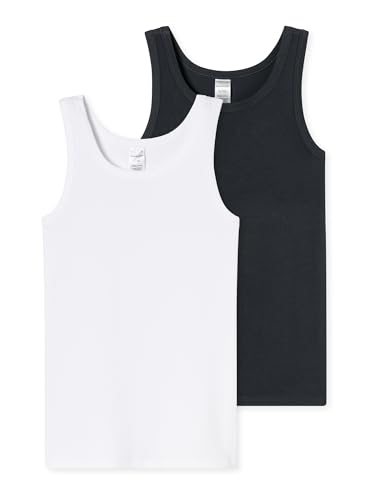 Schiesser Jungen Unterhemd 2-Pack 95/5 Multipacks - Weiss, Graphit - Größe 164 von Schiesser