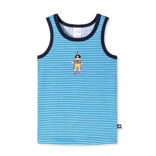 Schiesser - Jungen Unterhemd gestreift Geringelt Bedruckt Capt'n Sharky. blau - 173143. Größe 104 von Schiesser