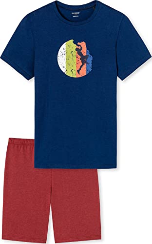 Schiesser Jungen Kurzer Schlafanzug - Organic Cotton Pyjamaset , dunkelblau, 140 von Schiesser