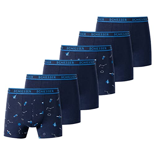 Schiesser - Kids Boys - 95/5 Organic Cotton - Shorts/Pants - 6er Pack (116 Blau Gemustert) von Schiesser