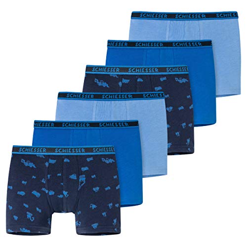 Schiesser - Kids Boys - 95/5 Shorts/Pants - 6er Spar-Pack (128 Blau Gemustert) von Schiesser