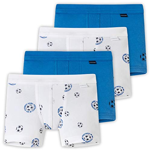 Schiesser - Kids Boys - Shorts/Pants - 4er Spar-Pack (116 Blau/Weiß gem. Fußball) von Schiesser