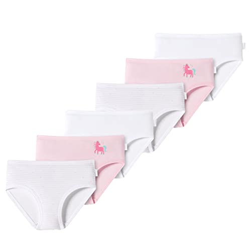 Schiesser - Kids Girls - Feinripp Organic Cotton - Slips/Unterhosen - 6er Pack (128 Weiß/Rosa) von Schiesser