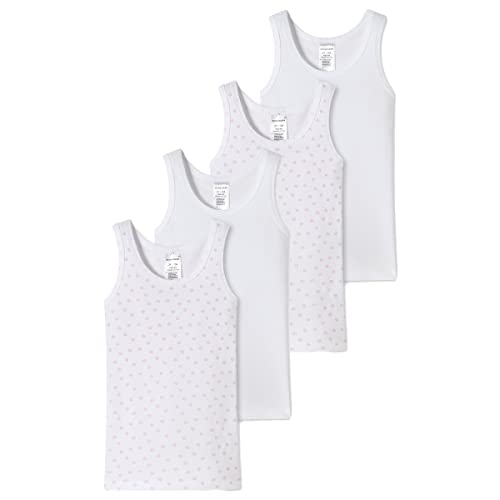 Schiesser - Kids Girls - Feinripp Organic Cotton - Unterhemd - 4er Pack (140 Weiß Gemustert) von Schiesser