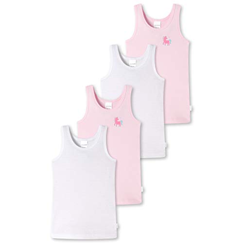 Schiesser - Kids Girls - Feinripp - Unterhemd - 4er Spar-Pack (128 Weiß/Hellrosa) von Schiesser