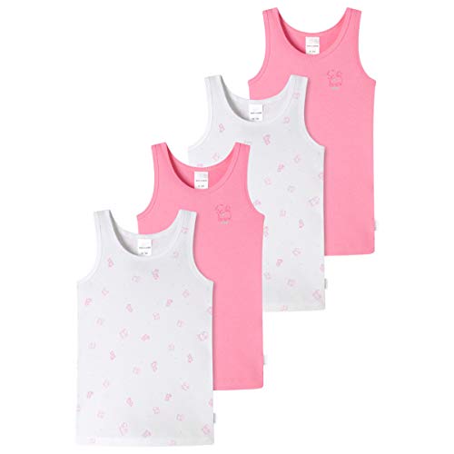 Schiesser - Kids Girls - Feinripp - Unterhemd - 4er Spar-Pack (140 Weiß/Rosa) von Schiesser