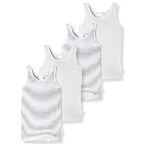 Schiesser - Kids Girls - Feinripp - Unterhemd - 4er Spar-Pack (98 Weiß Gemustert) von Schiesser