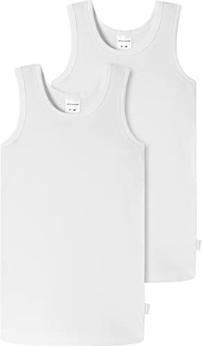 Schiesser Jungen 2 Pack Unterhemd Ohne Arm - 95/5 Organic Bio Baumwolle Größe 92 Bis 140 Unterwäsche, Weiss_173444, 140 EU von Schiesser
