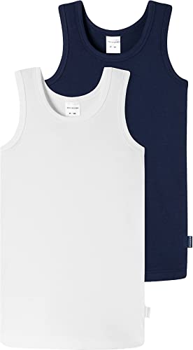 Schiesser Jungen 2 PACK Unterhemd ohne Arm - 95/5 Organic Bio Baumwolle - Größe 92 bis 140 von Schiesser