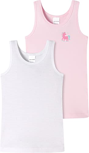 Schiesser Mädchen 2 Pack Unterhemd Feinripp - 100% Organic Bio Baumwolle Größe 92 Bis 140 Unterwäsche, Sortiert 6_173257, 140 EU von Schiesser