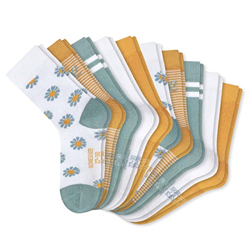 Schiesser - Kindersocken Mädchen - Blume - 10er-Pack (31-34 Weiß/Gelb/Grau) von Schiesser