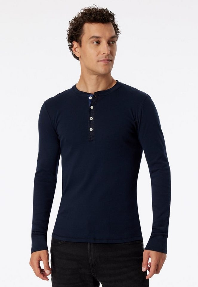 Schiesser Langarmshirt Freizeit Revival Karl-Heinz dunkelblau Herren von Schiesser