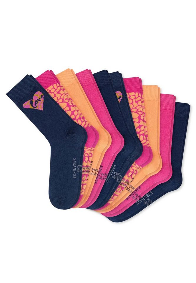 Schiesser Langsocken 10er Pack Love (Spar-Set, 10-Paar) Kindersocken Mädchen - Baumwolle - Mit handgekettelter Naht von Schiesser