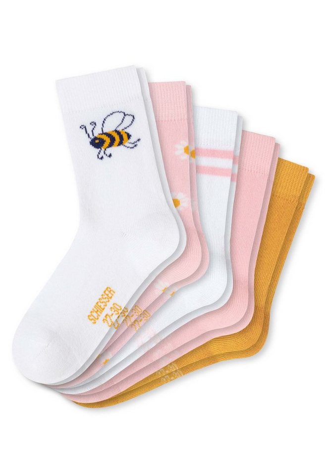 Schiesser Langsocken 5er Pack Biene (Spar-Set, 5-Paar) Kindersocken Mädchen - Baumwolle - Mit handgekettelter Naht von Schiesser