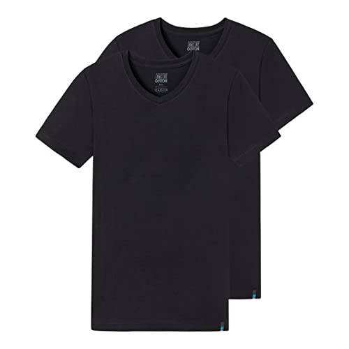 Schiesser - Long Life Cotton - T-Shirt mit V-Ausschnitt - 172468-2er Spar-Pack (5 Schwarz) von Schiesser