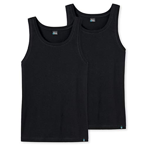 Schiesser - Long Life Cotton - Unterhemd - 145138-2er Spar-Pack (7 Schwarz) von Schiesser