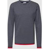 Schiesser Longsleeve mit Allover-Streifenmuster Modell 'Hanne' in Dunkelblau, Größe L von Schiesser