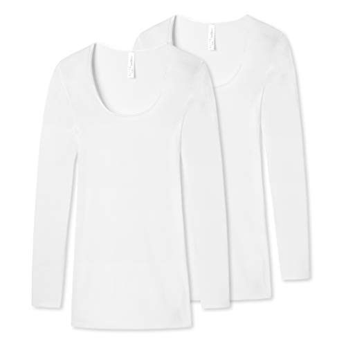 Schiesser - Luxury - Shirt Langarm - Feinripp - Rundhals - Spenzer - 2er Spar-Pack (38 Weiß) von Schiesser