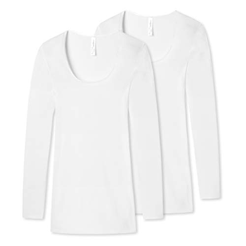 Schiesser - Luxury - Shirt Langarm - Feinripp - Rundhals - Spenzer - 2er Spar-Pack (42 Weiß) von Schiesser