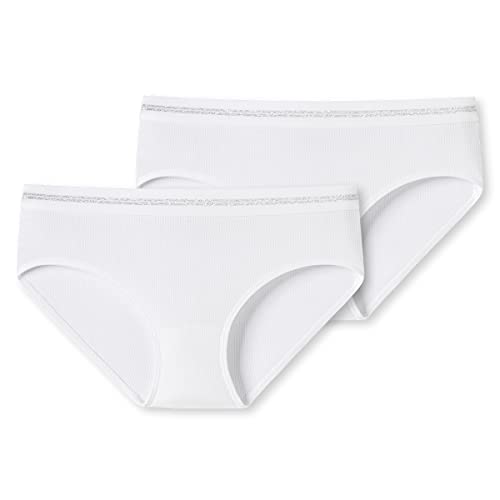 Schiesser Mädchen 2 Pack Panties Hipster - Organic Cotton Rippe Unterwäsche, Weiss_179146, 140 EU von Schiesser