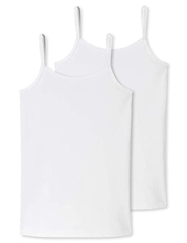 Schiesser Mädchen 2 Pack Unterhemd Mit Spaghetti Träger - 95/5 Organic Bio Baumwolle Größe 140 Bis 176 Unterwäsche, Weiss_173527, 140 EU von Schiesser