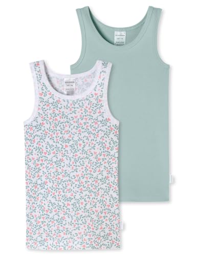 Schiesser Mädchen 2 Pack Unterwäsche Feinripp-100% Organic Bio Baumwolle-Größe 92 Unterhemd, Sortiert 6_181797, 140 von Schiesser