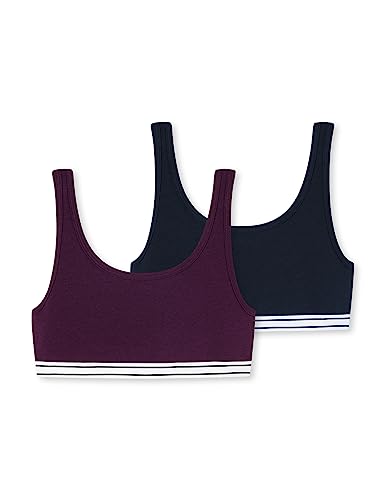 Schiesser Mädchen 2 Pack Unterwäsche Bustier-95/5 Organic Bio Baumwolle-Größe 140 bis 176 Sport-BH, Sortiert 3_180081, 152 (2er Pack) von Schiesser