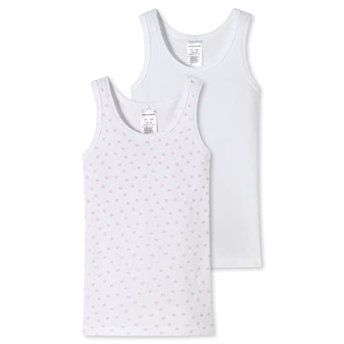 Schiesser Mädchen 2 Pack Unterhemd Feinripp - 100% Organic Bio Baumwolle Größe 92 Bis 140 Unterwäsche, Sortiert 11_173257, 140 EU von Schiesser