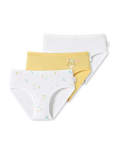 Schiesser Mädchen 3 Pack Slips Feinripp-100% Organic Bio Baumwolle-Größe 92 Unterwäsche, gelb weiß Gemustert_178897, 140 (3er Pack) von Schiesser