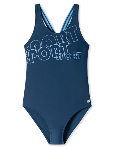 Schiesser Mädchen - Schnelltrocknend Badeanzug, Blau_180945, 140 EU von Schiesser