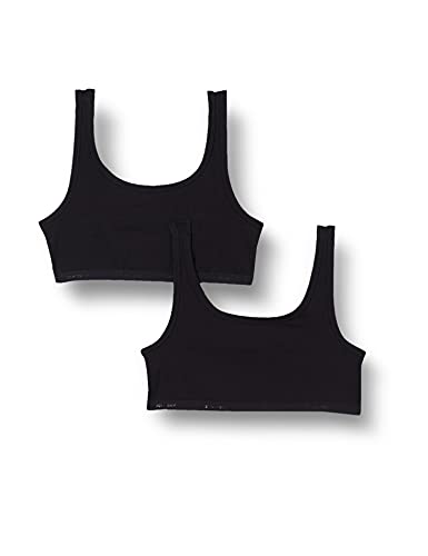 Schiesser Mädchen 2 Pack Unterwäsche - 95/5 Organic Bio Baumwolle Größe 140 Bis 176 Bustier, Schwarz_173529, 140 EU von Schiesser