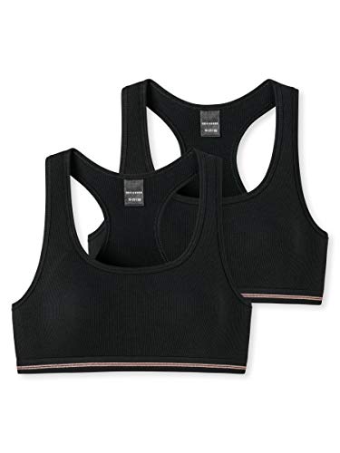Schiesser Mädchen Bustiers Bustier, Schwarz (Schwarz 000), 140 (2er Pack) von Schiesser