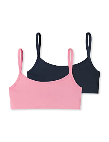 Schiesser Mädchen 2PACK Unterwäsche Bustier mit Spaghettiträger, Dunkelblau Rosa Uni_178958, 176 von Schiesser