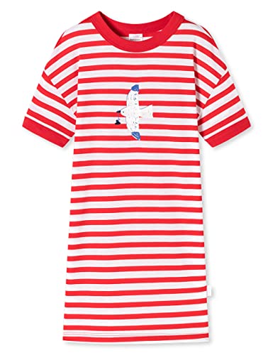 Schiesser Mädchen Kurzarm Nachthemd, rot weiß gestreift, 116 von Schiesser