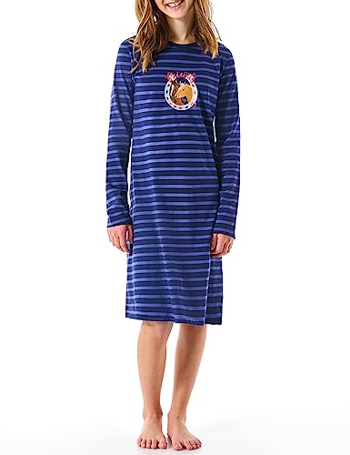 Schiesser Mädchen Langarm Bio Baumwolle-Gr. 116 bis 152 Nachthemd, blau von Schiesser