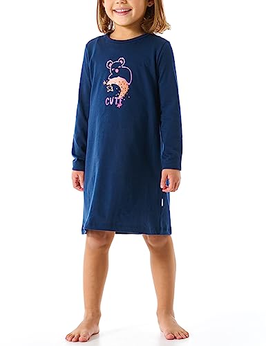Schiesser Mädchen Langarm Bio Baumwolle-Gr. 92 bis 140 Nachthemd, dunkelblau, 98 von Schiesser