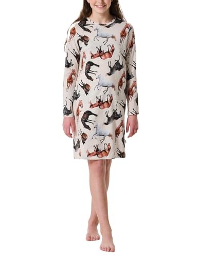 Schiesser Mädchen Langarm-Horse World Nachthemd, Off-White_181898, 152 von Schiesser